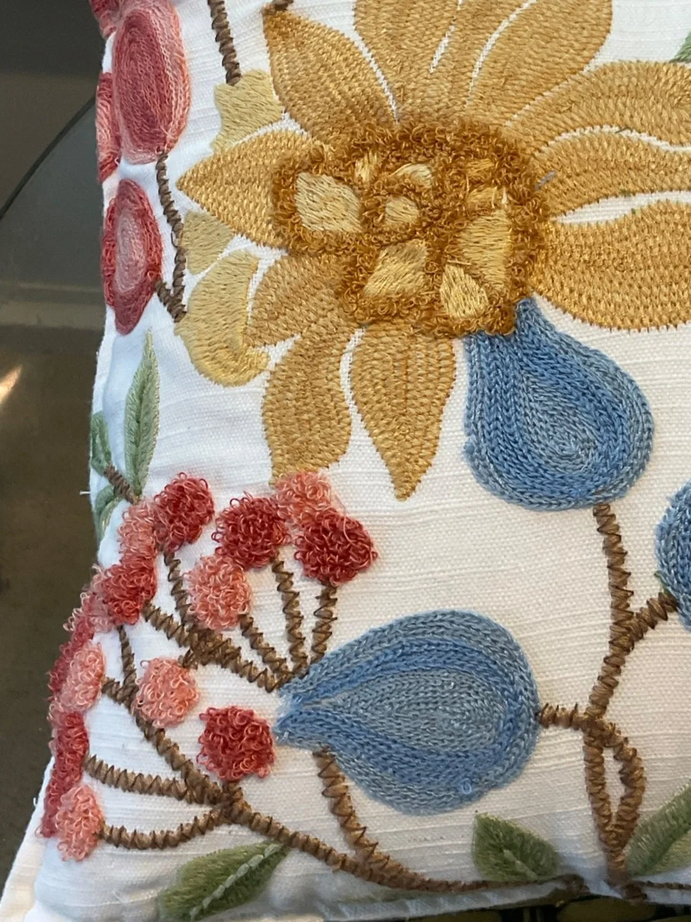 Beautiful Embroidered Throw Pillow Made in India
